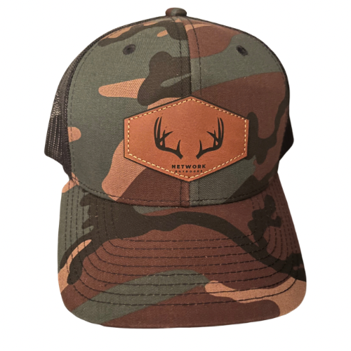 Whitetail Deer Antlers - Camouflage Network Outdoors Snapback Trucker