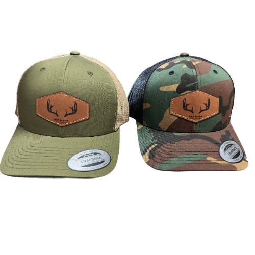 Whitetail Deer Antlers - Camouflage Network Outdoors Snapback Trucker