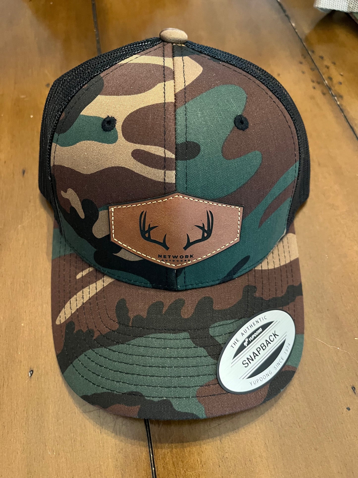 Whitetail Deer Antlers - Camouflage Network Outdoors Snapback Trucker